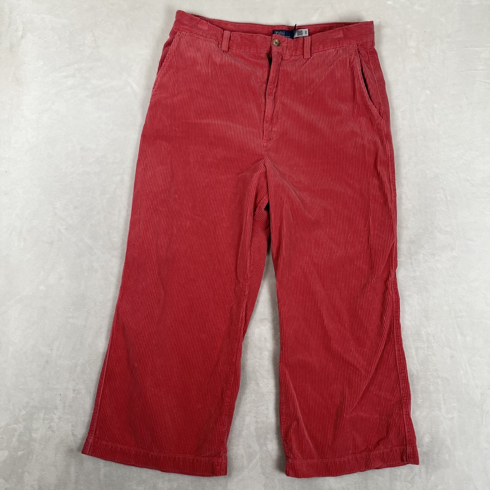 Polo Ralph Lauren Pants Womens 14 Red Corduroy Chino Classic Fit Casual